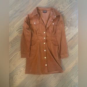 Kittenish Corduroy Burnt Orange Dress